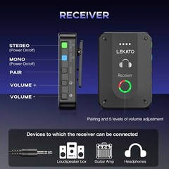 LEKATO 2.4G Wireless IEM System in Ear Monitor Set Transmitter Receiver