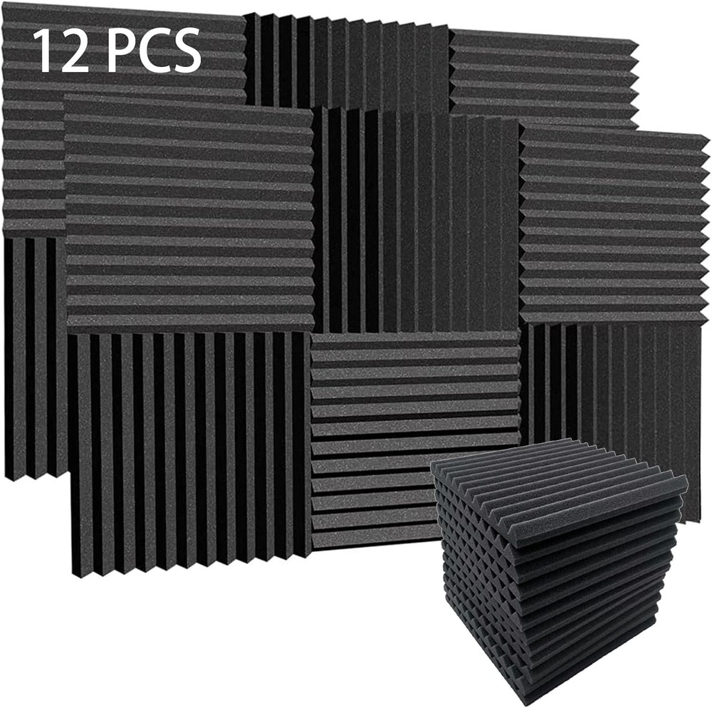 12 Pack 1″ X 12″X 12″ Acoustic Foam Panels Sound Proof Noise Reducing Wall Panel