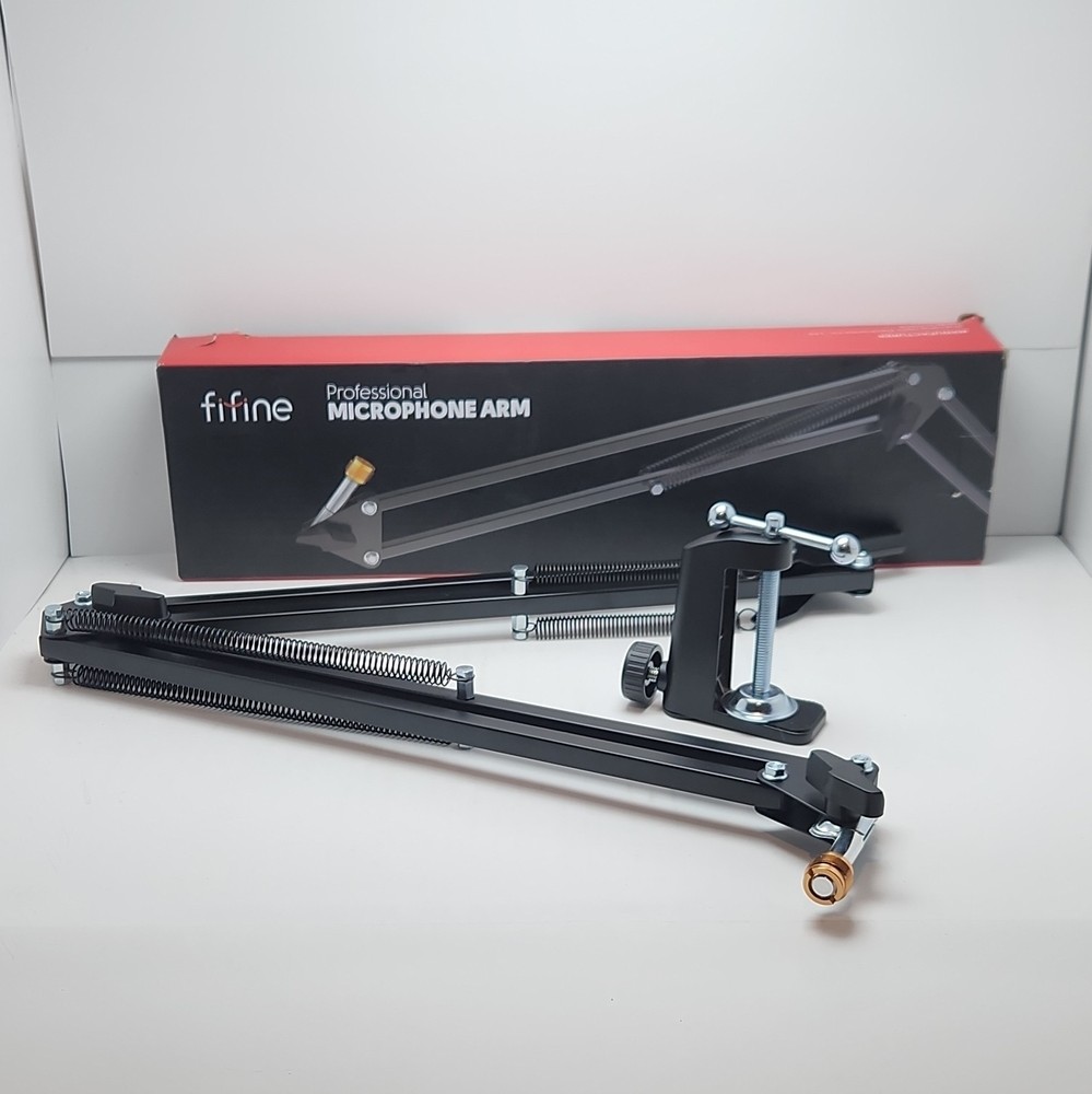 FIFINE Professional Microphone Boom Arm Desk Clamp Adjustable Mic Stand, Black