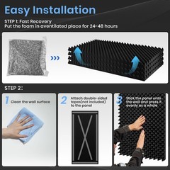 4 Pack Acoustic Foam Panels, 48“X24“X2“ Egg Crate Sound Proof Foam, High D…