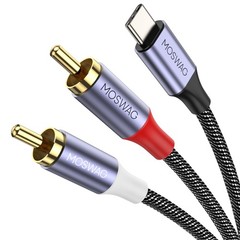 USB-C to 2 RCA Audio Cable 3.3FT Y Splitter Cord for iPhone 16 15 TV Speaker Amp