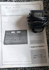 Realistic 32-1101A Stereo Mixer, 4-Channel, VU Meter, Manual & AC Adapter
