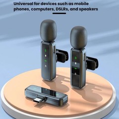 Wireless Collar Clip Microphone Smart Noise Reduction Mini Microphone, J82 Dual