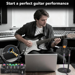 Podcast Equipment Bundle for 2, Audio Mixer with 8GB Memory Card and Dynamic Mic