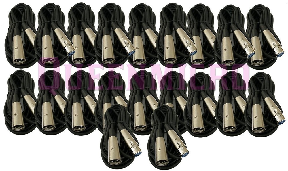 20 Lot 3Ft XLR 3Pin Male to Female Mic Shielded Audio Microphone Balanced Cable