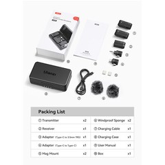Ulanzi A100 Wireless Microphone Lavalier MIC for iPhone 16 15 Pro Max Camera