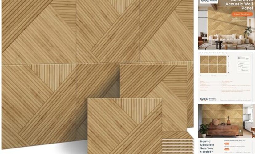 6 Pack Acoustic Wall Panels – High-Density Polyester Sound Light Diamond Weave