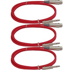 3 RED 1/4 TRS to XLR pin female mic microphone 6 ft balanced patch cables cords