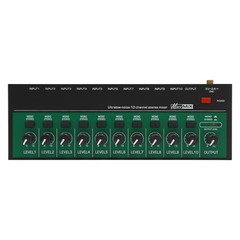 9*1*3in 10W 10 Channel Black/Green Mini Audio Mixer With USB charging cable&plug