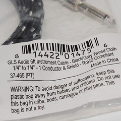 GLS Audio 6ft Instrument Cable 1/4″ To 1/4″ Black/Gray Tweed Cloth