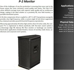 Clair Brothers P-2 Point Source Enclosure Loudspeaker Front Fill / Floor Monitor
