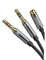 Headphone Splitter for Computer 3.5mm Female to 2 Dual 3.5mm Male Braided