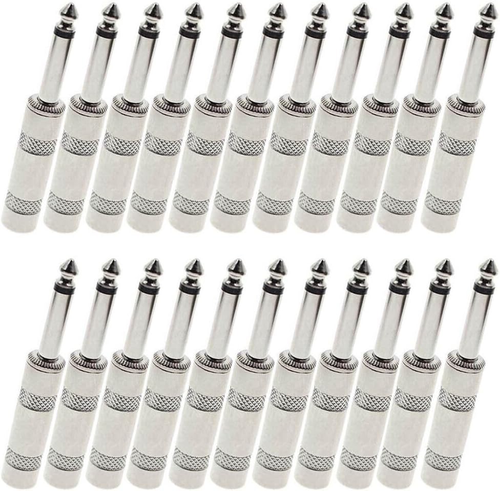 20PCS 1/4 MONO TS Heavy Duty Male Audio Speaker Guitar Cable Connector Plug JACK