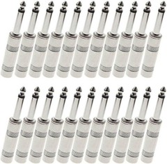 20PCS 1/4 MONO TS Heavy Duty Male Audio Speaker Guitar Cable Connector Plug JACK