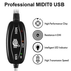 NEW USB IN-OUT MIDI Interface Cable Converter to PC Music Keyboard Adapter Cord