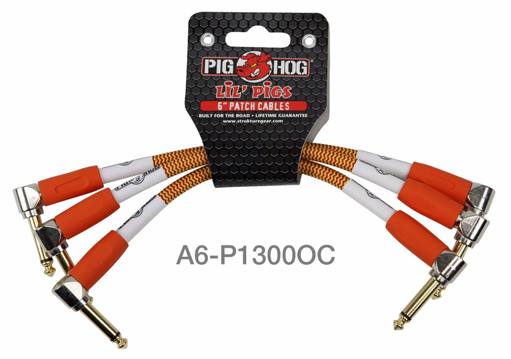 3-Pack Pig-Hog 6in 1/4″ 90-Degree Mono TS Male/Male, 8mm/OD, Orange Cream
