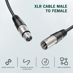 Premium XLR Male to Female All Sizes Microphone Cable Balanced 3 Pin Pro Grade