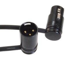 1ft Low-Profile Right-Angle 3-Pin XLR Male to Female Adjustable-Angle Cable