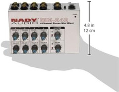 MM-242 4 Stereo / 8 Mono Channel Mini Mixer with Mono/Stereo Mode, ¼” Inputs and