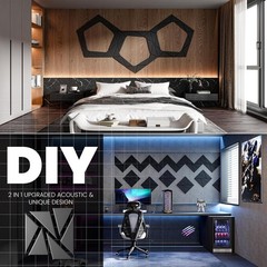 DIY Decorative Acoustic Panels – 18-Pack Black Soundproof Foam, 12″ Size