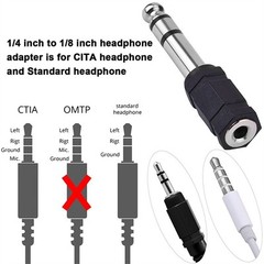 3.5mm Female to 6.35mm Male Headphone Audio Adaptor Microphone Connector
