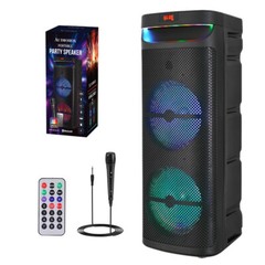 Portable Dual 10″ Wireless Bluetooth Party Speaker Subwoofer Sound System w/ Mic