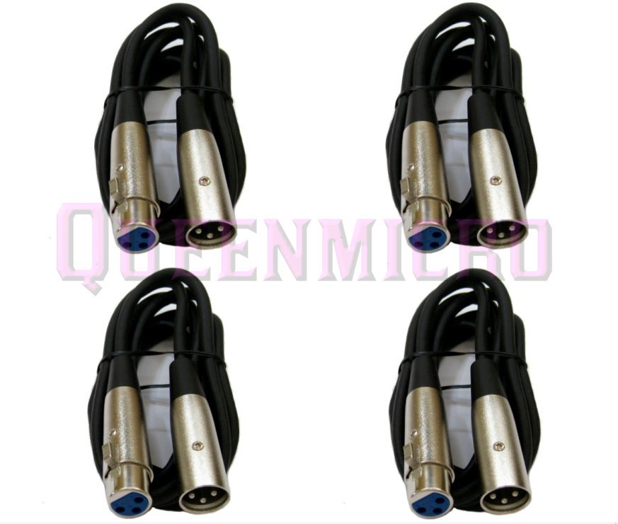 4 Pack – 6ft XLR Pro Audio 3Pin Male to Female Mixer MIC Microphone Cord Cable
