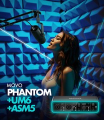 Movo PHANTOM+UM6+ASM5 2Pack Dual Audio Recording Bundle with Boom Arm