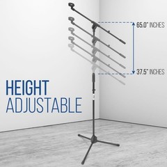 Pyle Foldable Tripod Microphone Stand-Universal Mic Mount and Height Adjustable