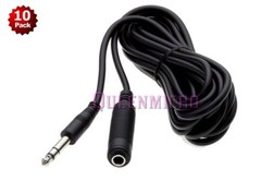 10x 15Ft 1/4″ 6.35mm Stereo Extension Male to Female Guitar DJ Instrument Cable