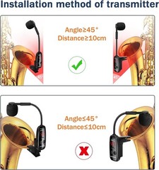 High-Sensitivity Wireless Sax Mic – Digital Display, Long Battery Life, 164ft