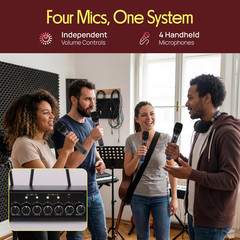 Wireless Microphones, Professional UHF Dual Microphones for Karaoke, Wireless Dy