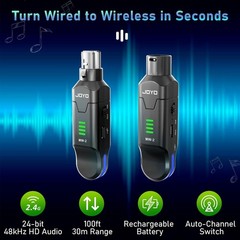 2.4GHz Wireless Microphone System 4-Channel XLR Transmitter & Receiver Dynami…