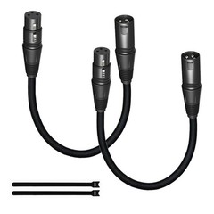 XLR Microphone Cables 1.6FT 2-Pack, Male to Female Balanced, OFC Shielded Mic Co
