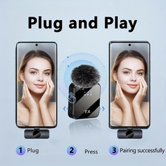 3 in 1 Mini Microphone for iPhone/Android/Camera Wireless Lavalier Microphone