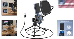 USB PC Microphone with Cardioid Pickup & Adjustable Stand for Streaming – TC-777