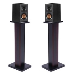 28″ 1 Pair Bookshelf Speaker Stands Surround Sound Home Theater Black Walnut PVC