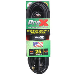 Pro X 25 Ft. Unbalanced RCA to XLR3-F High Performance Audio Cable