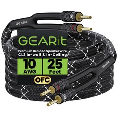 10AWG Speaker Cable Wire with Gold-Plated Banana Tip Plugs (25 Feet) in-Wall …