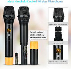 4-Channel Pro Wireless Microphone System for Karaoke & Church Events