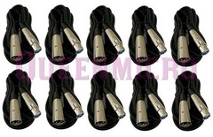 10 Pack 15ft XLR Pro Audio 3Pin Male to Female Mixer MIC Microphone Cord Cable
