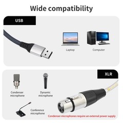 Devinal XLR Female to USB Cable 6.6FT