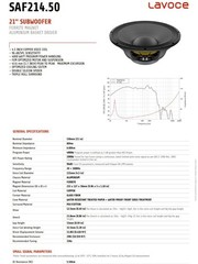 LaVoce 21″ 4000 Watt 8ohm SAF214.50 Subwoofer ULF 4.5″ VC Pro Audio Home Theater
