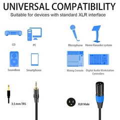 3.5mm to XLR Cable, XLR to 3.5mm Unbalanced Aux Micphone Cbale, 1/8 inch Mini