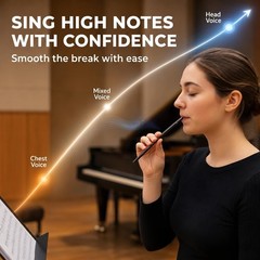 VoiceFlexPro Vocal Trainer for Singing – Portable, Bamboo, Black, Cyan