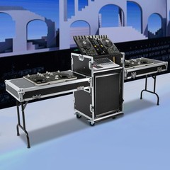 14U PA DJ Cabinet Black Rack Free Standing Network & Stereo Rack With 4 Wheels
