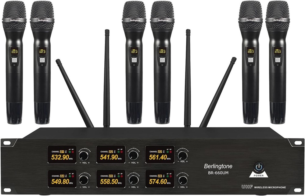 Berlingtone 6-Channel UHF Wireless Microphone System with 6 Handheld Microphones