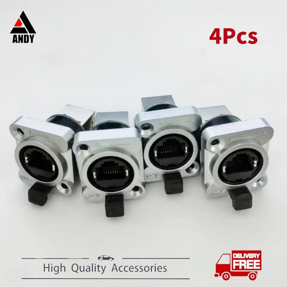 4PCS CAT5/6 RJ45 Feed-through Ethercon Chassis Panel Mount RJ45 Connector System