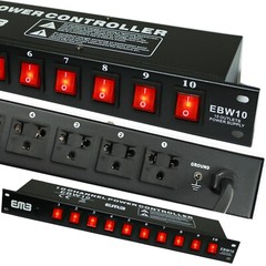 EMB EBW10 10 Outlets Rack Mount Power Supply AC 110V/220V Outlet Surge Protector