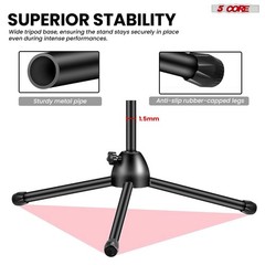 5 Core Microphone Stand Floor Adjustable 63″ Tripod Mic Stands w Boom Arm